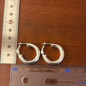 Sterling silver 925 1 inch Polished Hoop Earrings